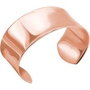 Women 925 Silver Curved Bangle 30MM Wide Rose Gold Plated Adjustable Jewelry Gif